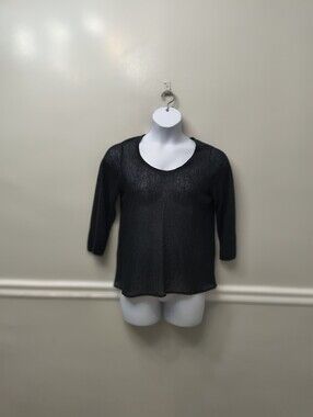 In Cashmere 100% Linen Scoop Neck Tunic Black M Closet Staple Luxury Minimalist